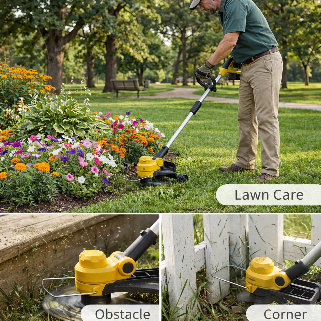 Garvee 20V Cordless String Trimmer, 12-Inch Cutting Path, 2.0Ah Battery & Charger Included, 8 Replacement Spools, Lightweight Electric Weed Wacker for Lawn & Garden, Black & Yellow