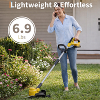 Garvee 20V Cordless String Trimmer, 12-Inch Cutting Path, 2.0Ah Battery & Charger Included, 8 Replacement Spools, Lightweight Electric Weed Wacker for Lawn & Garden, Black & Yellow