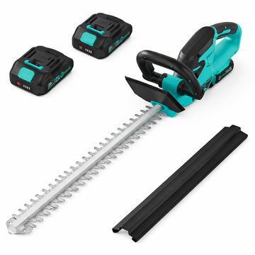 Garvee 22" Cordless Hedge Trimmer & Grass Shear – 2x2.0Ah Batteries, 180° Rotating Head, 3000 RPM Electric Garden Tool, Black & Lake Blue