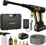 Garvee 20V Cordless Pressure Washer, 320 PSI Portable Power Cleaner with 6-in-1 Nozzle, Foam Cannon & 26ft Hose, 4.0Ah Battery for Car, Patio & Home, Black/Yellow - Black + Yellow