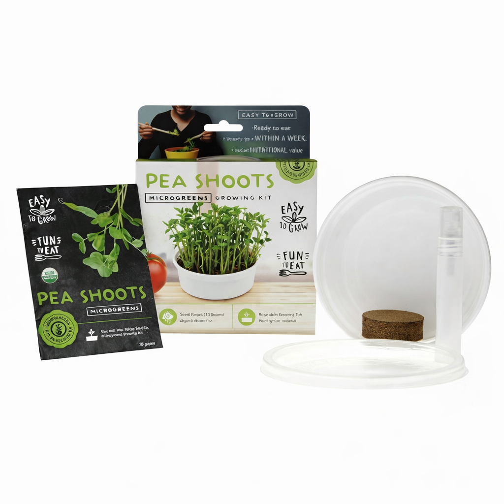 Garvee Fast-Growing Pea Shoots Microgreens Kit,Mini Microgreens Growing Kit,Grow Organic Greens From Kit to Kitchen in Days – Perfect for Indoor Salad, Sandwiches & Healthy Snacks