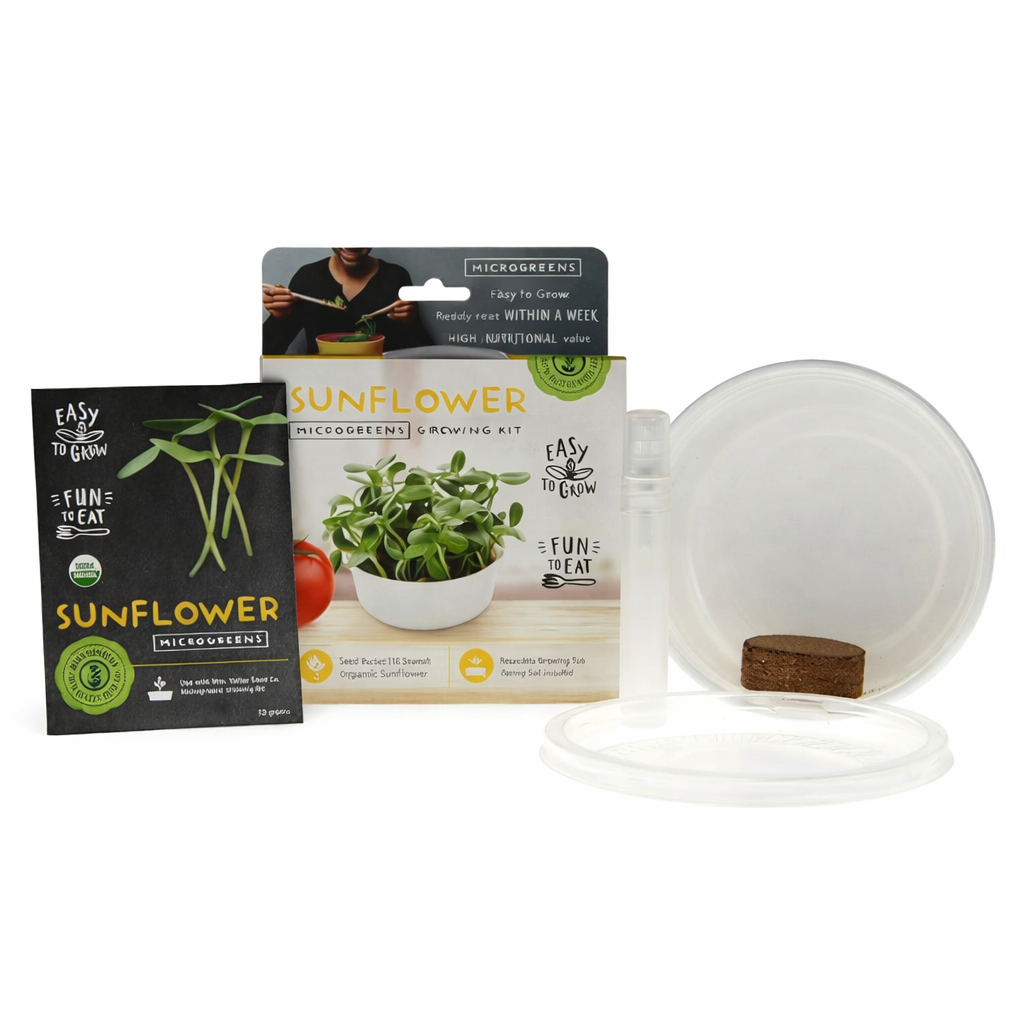 Garvee Sunflower Microgreens Growing Kit – Organic Non-GMO Seeds, Ready to Harvest in 12 Days, Easy Indoor Grow Starter Kit