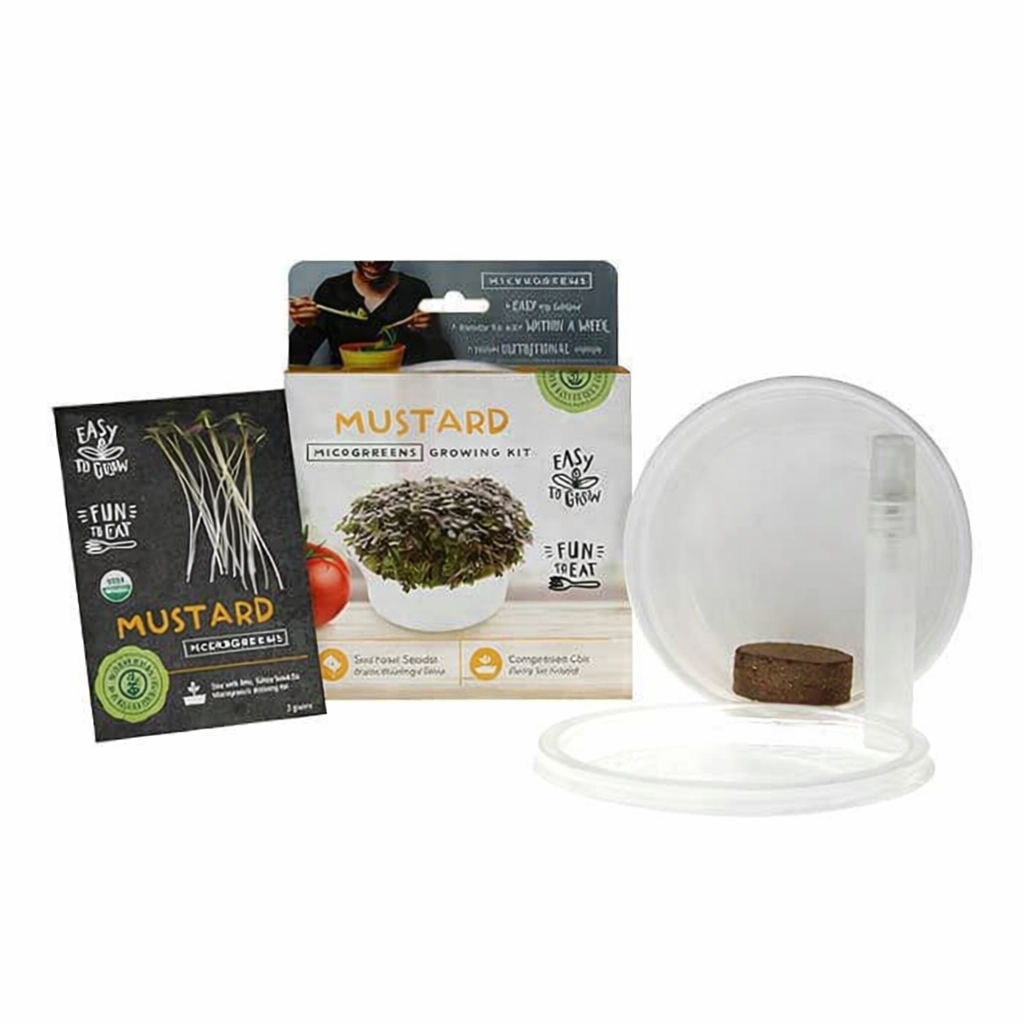 Garvee Mini Mustard Microgreens Growing Kit – Indoor Seed Starter Set with Reusable Grow Tray, Organic Seeds & Coco Soil, Ready to Harvest in 7 Days