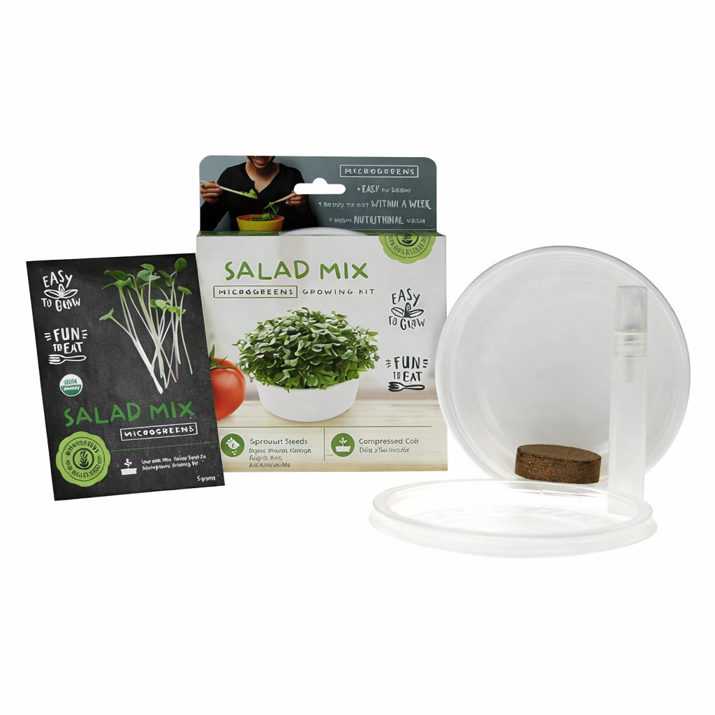 Garvee Mini Microgreens Growing Kit – Salad Mix Sprouting Seeds with Reusable Growing Tray & Coco Coir, Easy Indoor Microgreen Garden, Ready to Harvest in 7–12 Days