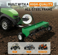 Garvee 48 Inch Tow Behind Plug Aerator, 32 Steel Tines, Heavy-Duty Lawn Aerator with Weight Tray, Universal Hitch & Pneumatic Tires for Lawn & Farm