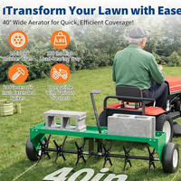 Garvee 40" Tow Behind Plug Aerator for Lawn Tractor & ATV, 24 Steel Tines, 150 lb Weight Tray, Galvanized Steel, Universal Hitch, Inflatable Wheels, Lawn & Garden