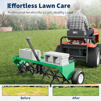 Garvee 40" Tow Behind Plug Aerator for Lawn Tractor & ATV, 24 Steel Tines, 150 lb Weight Tray, Galvanized Steel, Universal Hitch, Inflatable Wheels, Lawn & Garden