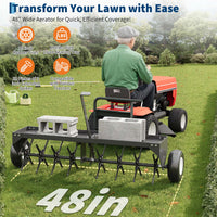 Garvee 40" Tow Behind Plug Aerator, 24 Steel Tines Core Aerator, 150 lb Weight Tray, Heavy-Duty Lawn Aerator with Universal Hitch & Pneumatic Wheels