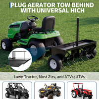 Garvee 48" Tow Behind Lawn Plug Aerator with Steel Tines, Adjustable Weight Tray, Universal Hitch and Inflatable Wheels