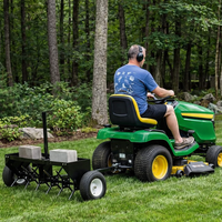 Garvee 48" Tow Behind Lawn Plug Aerator with Steel Tines, Adjustable Weight Tray, Universal Hitch and Inflatable Wheels