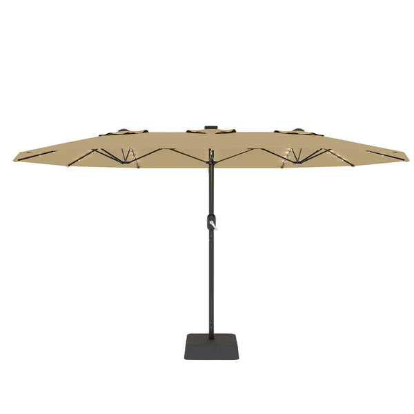 Garvee 15 ft Rectangular Patio Umbrella with Solar Lights & Base Included