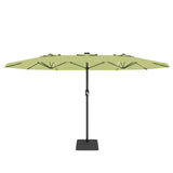 Garvee 15' Rectangular Patio Umbrella with Solar LED Lights & Base, Crank Handle UV-Resistant Outdoor Market Umbrella for Backyard, Pool & Patio, Green - Fruit Green