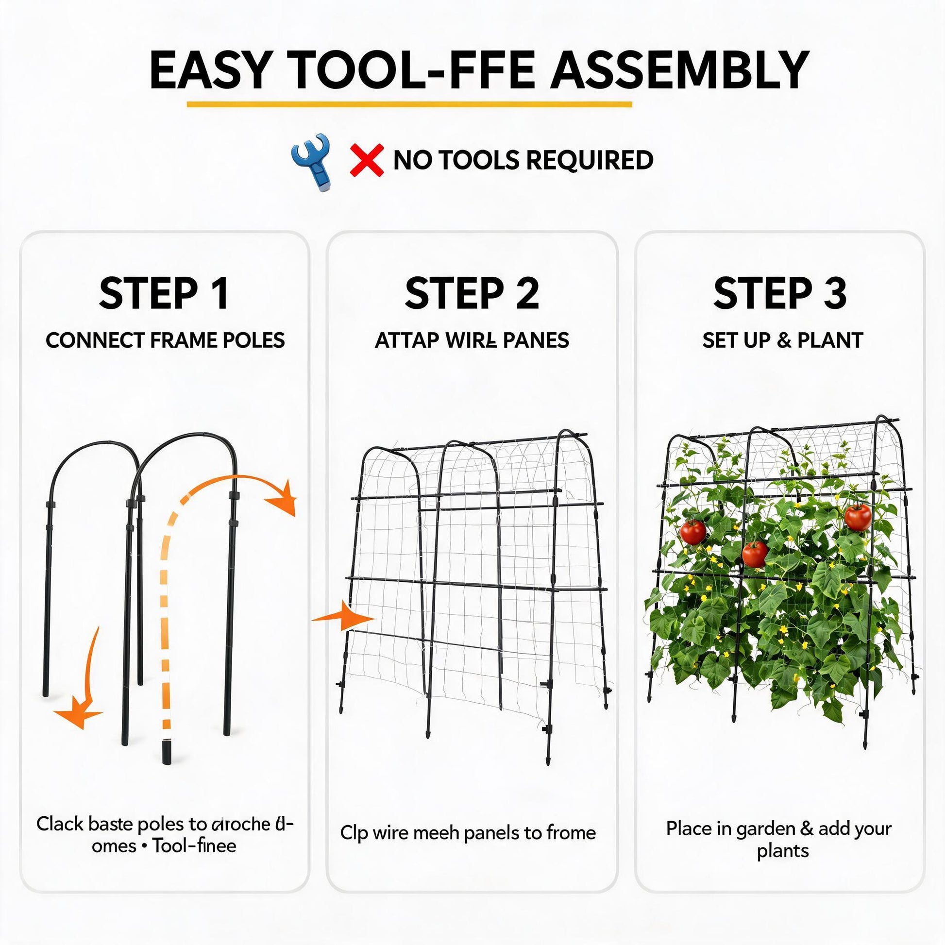 Garvee 5.3'×5.3' Garden Arch Trellis, U-Shaped Metal Trellis for Raised Beds, Cucumbers, Squash, Roses & Climbing Plants