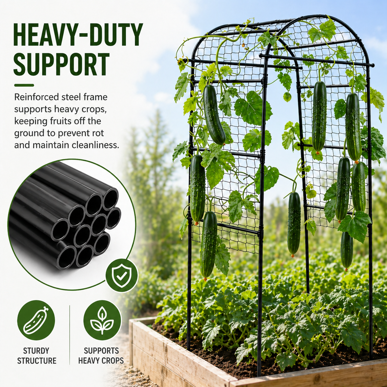 Garvee Metal Garden Arch Trellis for Climbing Plants, U-Shaped Plant Support for Raised Beds, Rust-Resistant Frame for Cucumbers, Vines & Vegetables