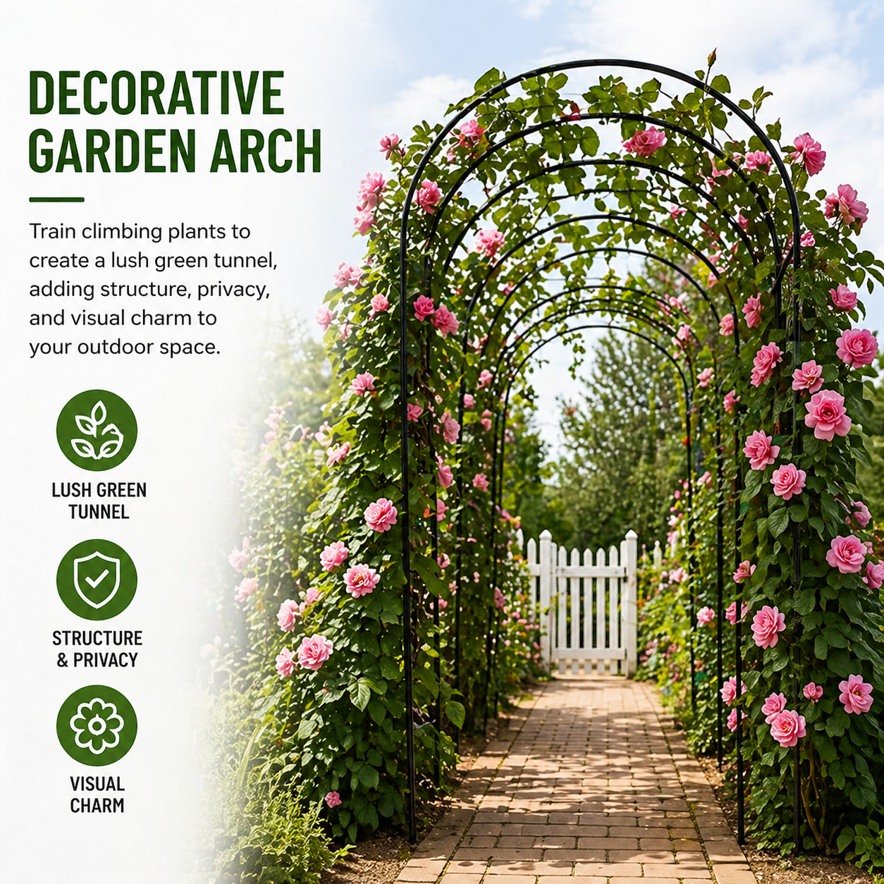 Garvee Metal Garden Arch Trellis for Climbing Plants, U-Shaped Plant Support for Raised Beds, Rust-Resistant Frame for Cucumbers, Vines & Vegetables
