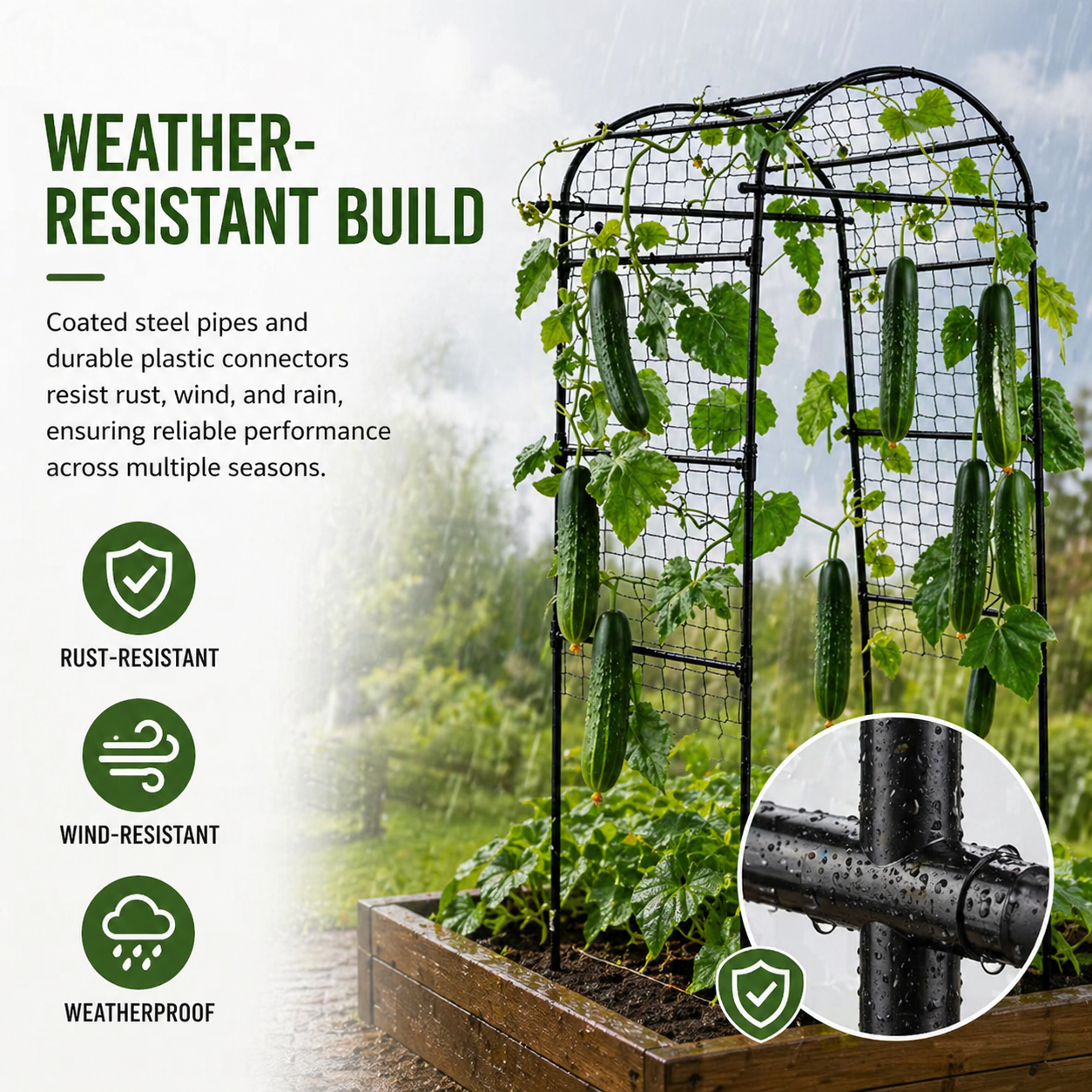 Garvee Metal Garden Arch Trellis for Climbing Plants, U-Shaped Plant Support for Raised Beds, Rust-Resistant Frame for Cucumbers, Vines & Vegetables