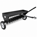 Garvee 40-Inch Tow-Behind Spike Aerator with 11 Steel Star Wheels, 150 lb Weight Tray, Transport Wheels & Universal Hitch for Lawn Tractors and ATVs, Black