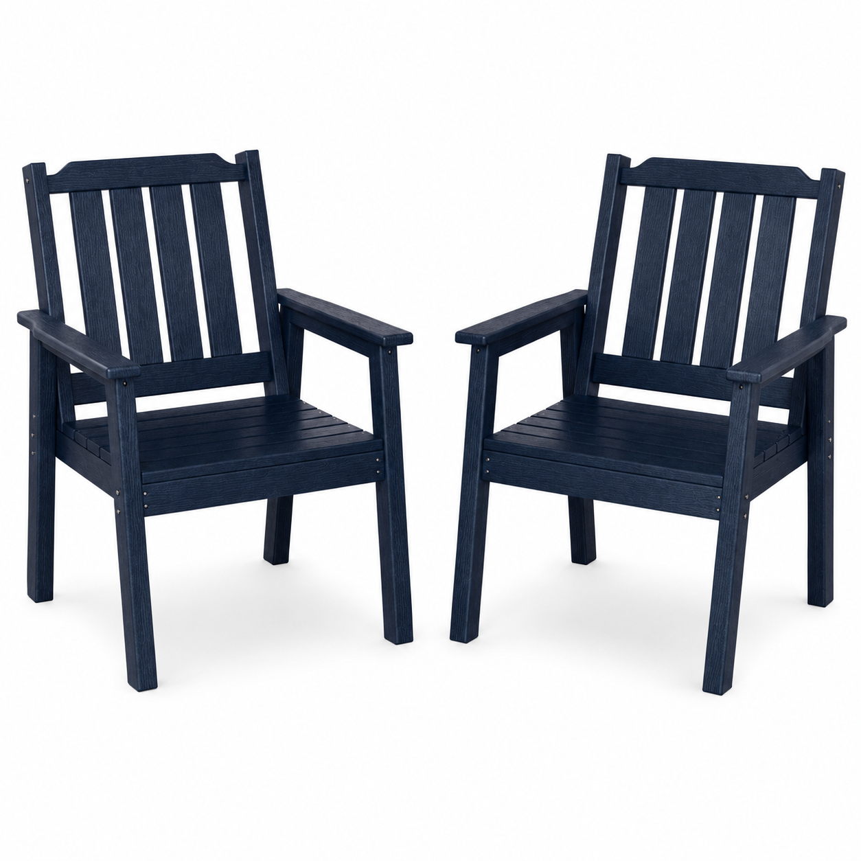 Garvee HDPE Patio Dining Chairs Set of 2, 23.9" Wide All-Weather Outdoor Armchairs with Steel Frame for Backyard, Deck, Navy