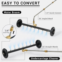 Garvee 24" Water Broom with 7 Spray Nozzles, High Pressure Surface Cleaner for Driveway, Patio & Deck, Wide Coverage Hose Attachment, Durable Cleaning Tool