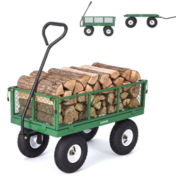 Garvee 400 lb Garden Cart Wagon, Heavy Duty Utility Cart with 10" Pneumatic Tires, Steel Frame, Removable Mesh Sides,Green