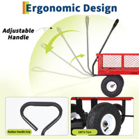 Garvee 400 lb Garden Cart Wagon, Heavy Duty Utility Yard Cart with 10" Pneumatic Tires, Removable Mesh Sides, Easy Maneuver, Red