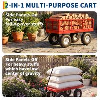 Garvee 400 lb Garden Cart Wagon, Heavy Duty Utility Yard Cart with 10" Pneumatic Tires, Removable Mesh Sides, Easy Maneuver, Red