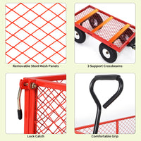 Garvee 400 lb Garden Cart Wagon, Heavy Duty Utility Yard Cart with 10" Pneumatic Tires, Removable Mesh Sides, Easy Maneuver, Red