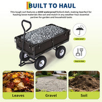 Garvee 400 lb Garden Cart Wagon, Heavy Duty Utility Cart with 10" Pneumatic Tires, Steel Frame, Removable Mesh Sides,Black