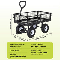 Garvee 400 lb Garden Cart Wagon, Heavy Duty Utility Cart with 10" Pneumatic Tires, Steel Frame, Removable Mesh Sides,Black