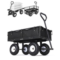 Garvee 400 lb Garden Cart Wagon, Heavy Duty Utility Cart with 10" Pneumatic Tires, Steel Frame, Removable Mesh Sides,Black