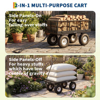 Garvee 400 lb Garden Cart Wagon, Heavy Duty Utility Yard Cart with 10" Pneumatic Tires, Removable Mesh Sides, Easy Maneuver, Black