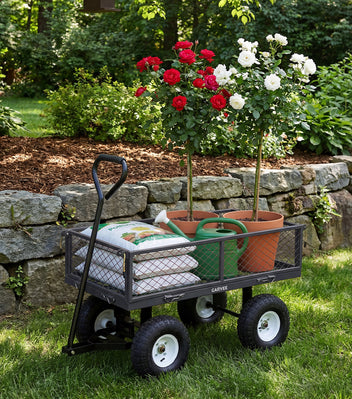Garvee 400 lb Garden Cart Wagon, Heavy Duty Utility Cart with 10" Pneumatic Tires, Steel Frame, Removable Mesh Sides, Gray