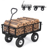 Garvee Versatile Outdoor Utility Cart - 800LBS Heavy-Duty, 10" All-Terrain Pneumatic Tires, Easy Maneuverable Lawn Cart with Removable Mesh Panels for Gardening & Landscaping, Black - Black