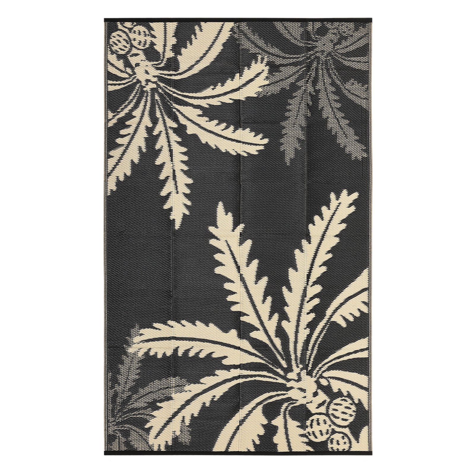 Garvee Waterproof Outdoor Rug 8x10 for Patio, Reversible Modern Area Rug, Large Plastic Straw Mat for Camping, RV, Porch, Backyard, Deck, Picnic, Beach, Black & Brown
