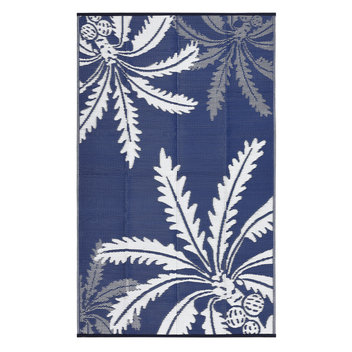 Garvee Waterproof Outdoor Rug 8x10 for Patio, Reversible Modern Area Rug, Large Plastic Straw Mat for Camping, RV, Porch, Backyard, Deck, Picnic, Beach, Blue & White