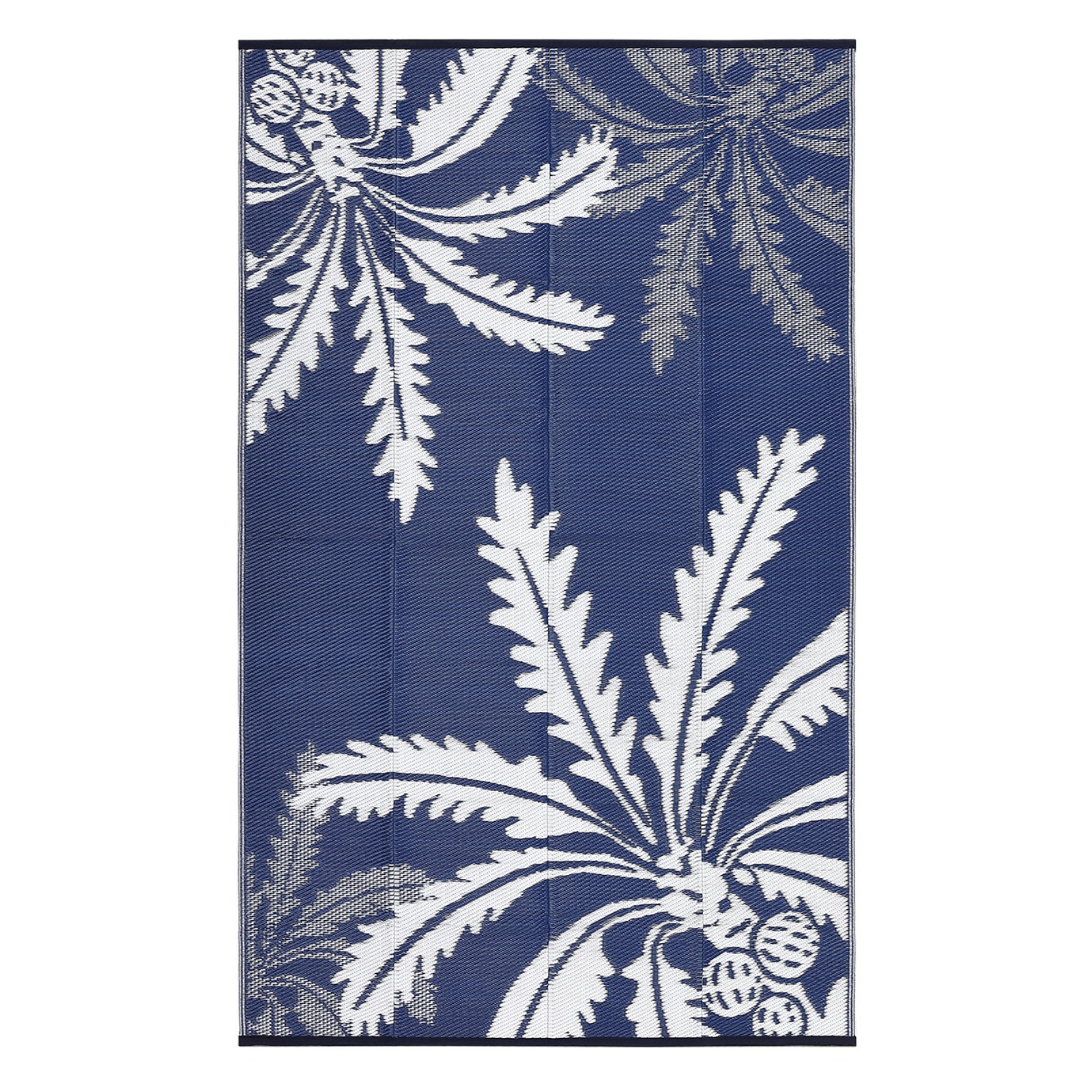 Garvee Waterproof Outdoor Rug 9x12 for Patio, Reversible Modern Area Rug, Large Plastic Straw Mat for Camping, RV, Porch, Backyard, Deck, Picnic, Beach, Blue & White