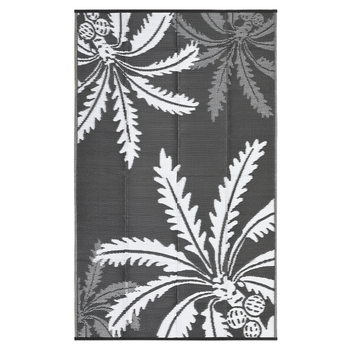Garvee Waterproof Outdoor Rug 8x10 for Patio, Reversible Modern Area Rug, Large Plastic Straw Mat for Camping, RV, Porch, Backyard, Deck, Picnic, Beach, Grey & White