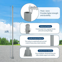 Garvee 10 ft Shade Sail Poles 2 Pack, Heavy Duty Rust-Resistant Outdoor Sun Shade Support Post Kit with D-Clamps for Patio, Backyard, Pool Deck, Garden,Grey