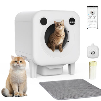 Garvee Self-Cleaning Cat Litter Box Automatic Waste Removal Durable Plastic Quiet Operation Indoor Use