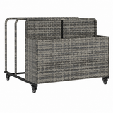 Garvee Rolling Pool Float Storage Organizer, Wicker Rattan Pool Caddy with 3 Compartments & Locking Wheels, Outdoor Pool Toy Storage Basket, Grey - Grey