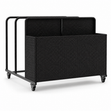 Garvee Rolling Pool Float Storage Organizer with Dual Handles, Outdoor Wicker Rattan Pool Caddy with Wheels, 3-Compartment Pool Toy Storage Basket for Poolside, Patio & Deck, Black - Black