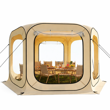 Garvee 12x12 FT All-Weather Clear Bubble Tent – Pop Up Transparent Outdoor Camping Shelter, Waterproof, Windproof & UV Protected Screen House for 8-10 People, Patio, Backyard & Events (Beige)