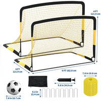 Garvee 2 Pack 6x4 FT Portable Pop Up Soccer Goals with Ball, Cones & Stakes - Backyard Training Set for Kids & Youth