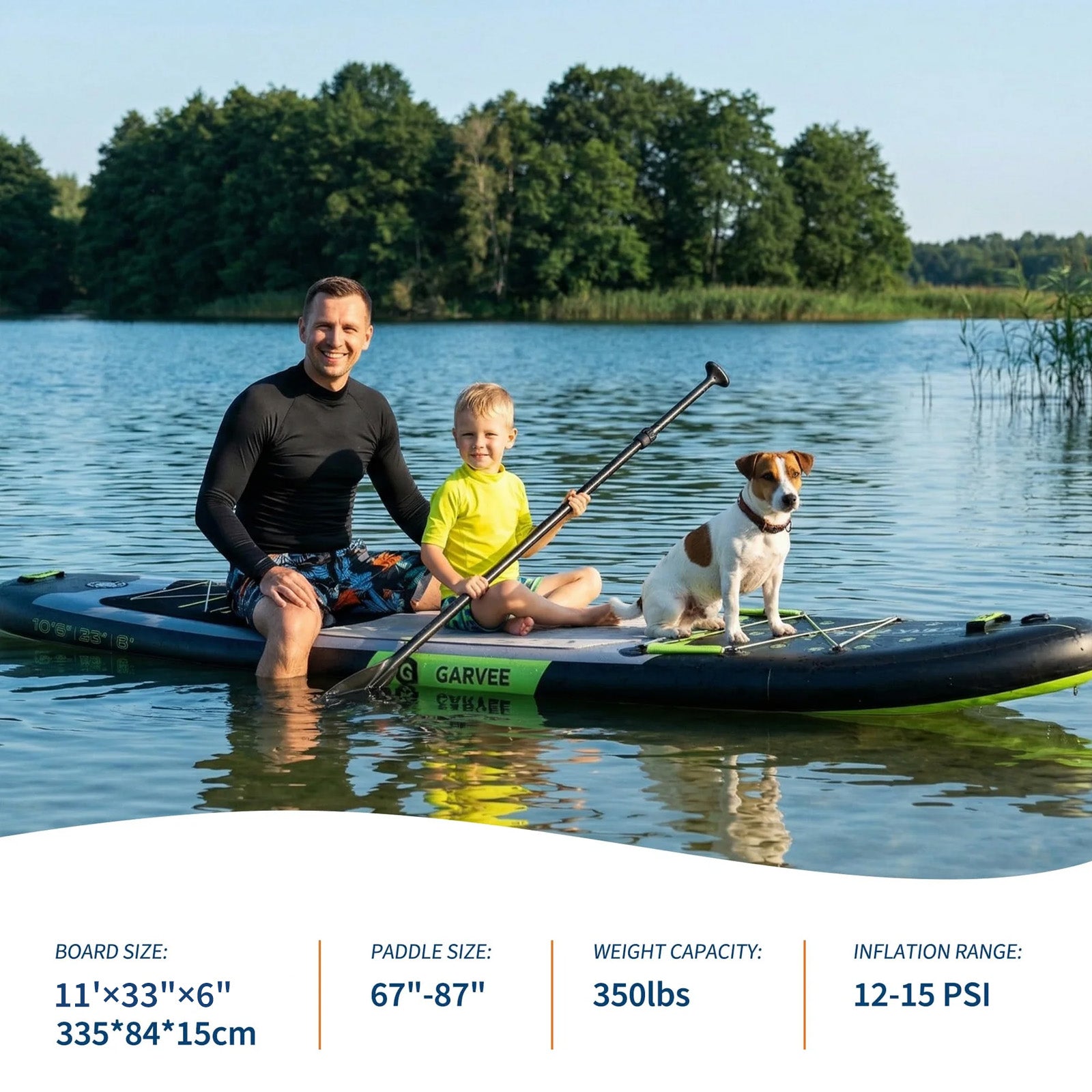 Garvee 11' x 33" x 6" Inflatable Stand Up Paddle Board - 350lbs Capacity All-Around SUP with Camera Mount