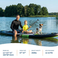 Garvee 11' x 33" x 6" Inflatable Stand Up Paddle Board - 350lbs Capacity All-Around SUP with Camera Mount