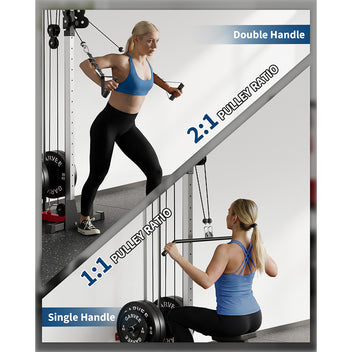 Garvee Cable Machine Home Gym - Wall Mount Functional Trainer with 19 Height Settings, 2:1 Pulley Ratio, 400 LBS Capacity & Full Attachment Set for Lat Pulldown, Cable Fly, Rows & Full Body Workout