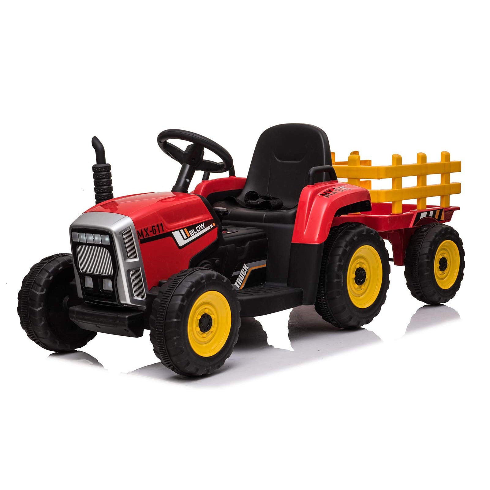 12V Electric Tractor & Trailer for Kids, 3-6 Yrs - With RC