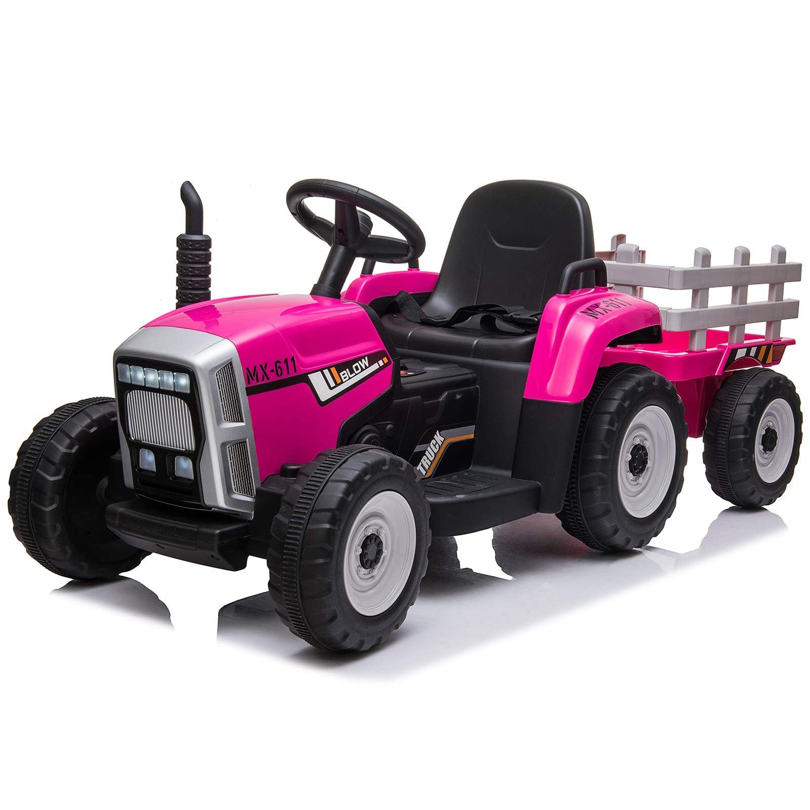 12V Electric Tractor & Trailer for Kids, 3-6 Yrs - With RC