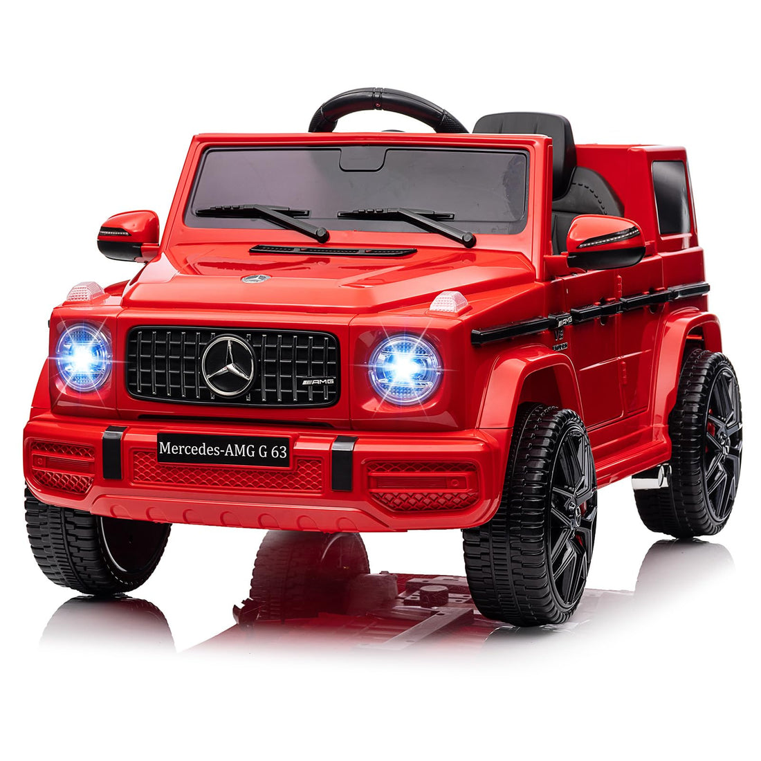 Kids 12V Ride on Car, Hetoy Licensed Mercedes Benz G63 Kids Car w/Remote Control, Wheels Suspension, Safety Lock, Soft Start, LED Light, Bluetooth, Music Battery Powered Electric Car for Kids, Red