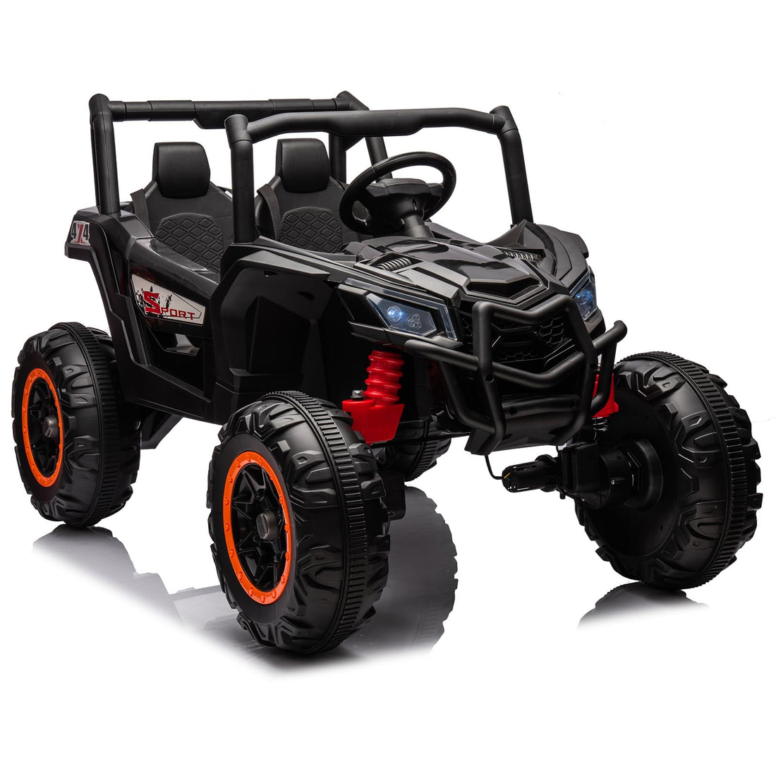 Ride on UTV Cars 2 Seater, 24V 4WD Off-Road Electric Vehicles, Off-Road UTV Truck Ride on Toy with Remote Control for Kids 3+, Metal Frame, EVA Wheels, LED, Spring Suspension